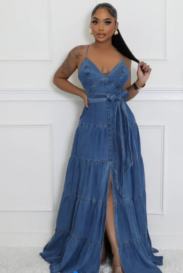 Denim maxi dress