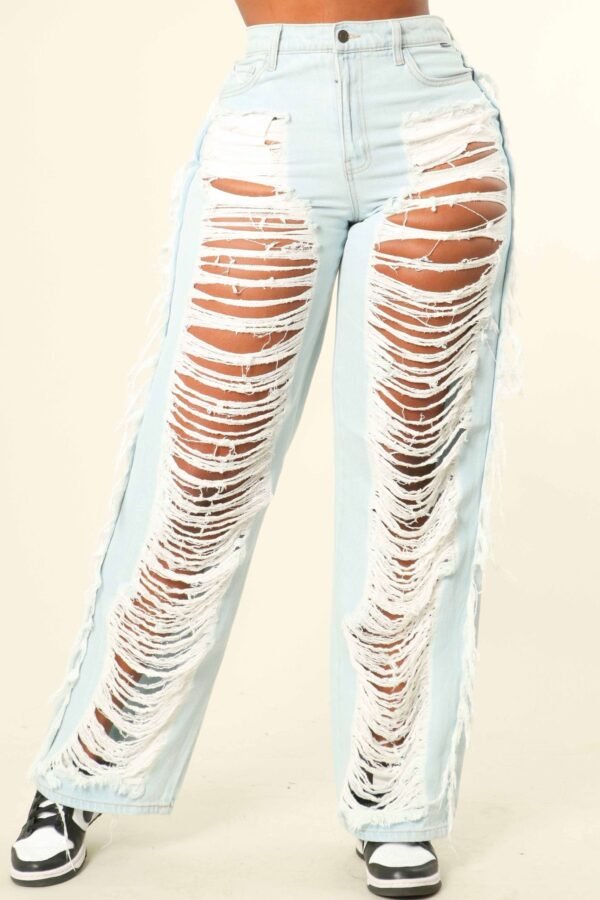 Distressed Front Detail High Waist Jean