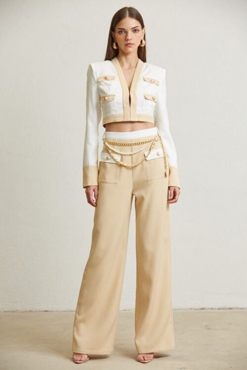 Pearl Chain Two Tone Pant Set 2-PC