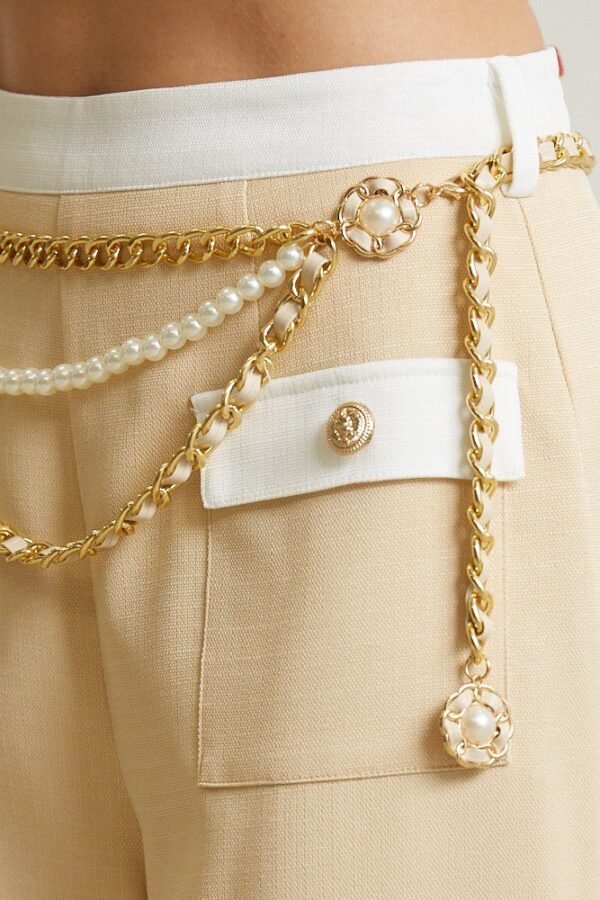 Pearl Chain Two Tone Pant Set