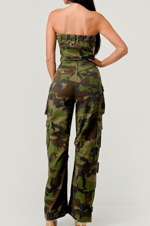 Strapless Camouflage Cargo Jumpsuit