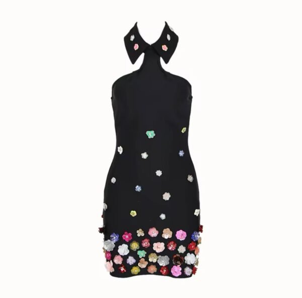 Rhinestone Halter Bandage Mini Dress