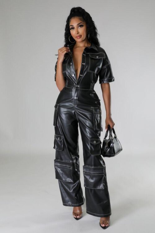 Cargo Leather Jumpsuit