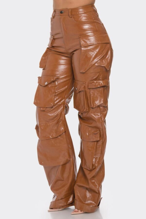 Faux Leather Cargo Pants