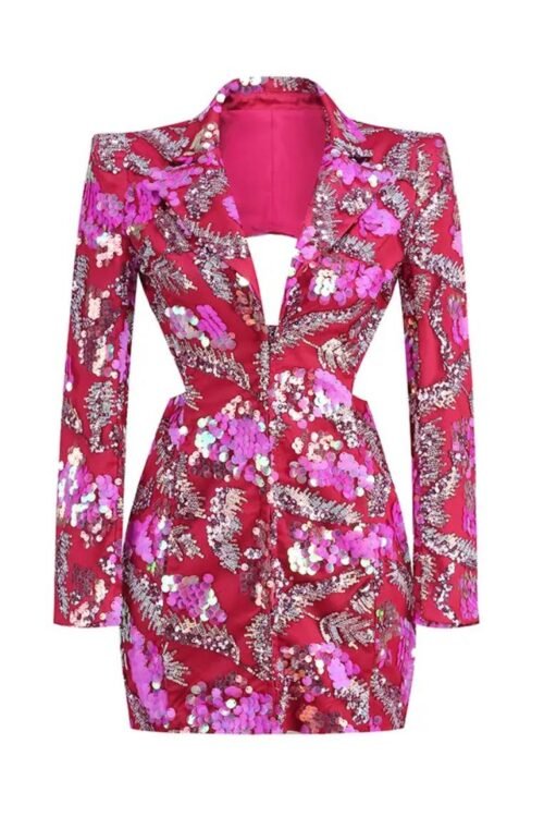 Cut Out Sequins Blazer Dress