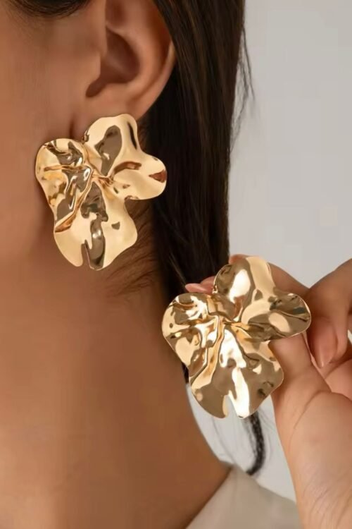 Metal Petal Flower Stud Earrings