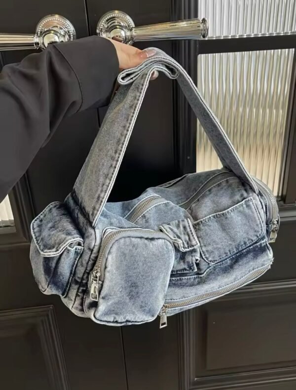 Denim Cargo Tote Bag