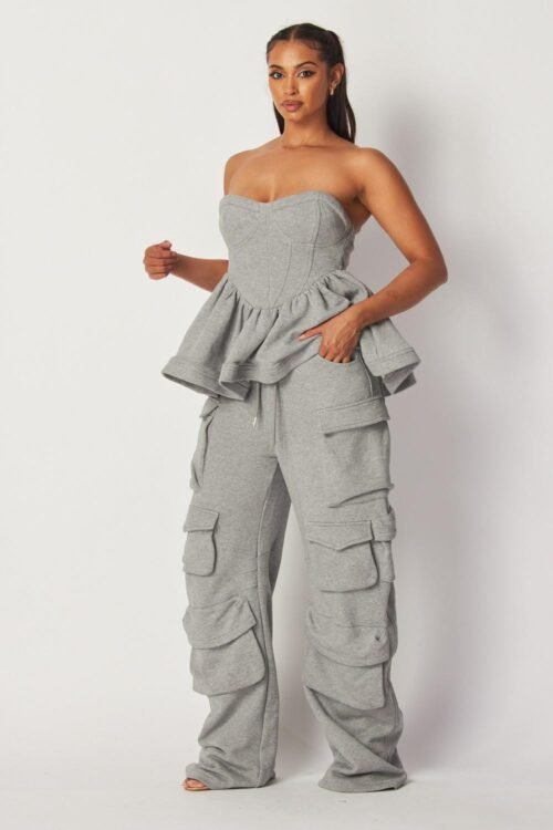 Peplum Sweat Suit Set