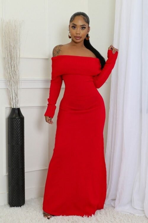 Off Shoulder Maxi Sweater Dress