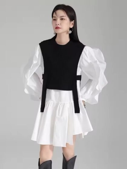 Sweater Vest Blouse Dress