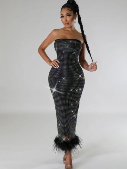 Diamond Fur Midi Dress
