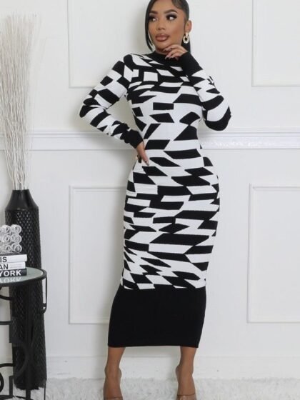 Checked Sweater Maxi