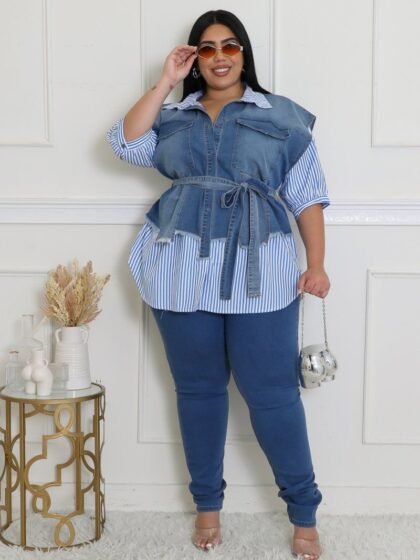Denim Striped Top