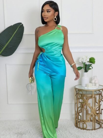 Luxurious Ombre Satin O-Ring Pant 2-Pc Set