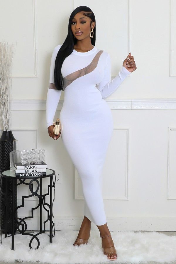 Mesh Cutout Middi Dress - Image 2