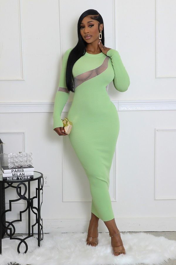 Mesh Cutout Middi Dress - Image 4