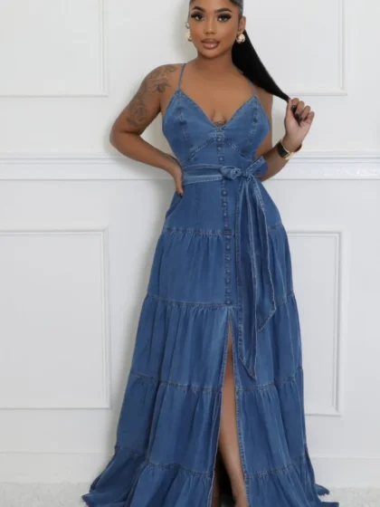 Stylish & Modern Denim Maxi Dress: A Must-Have in Today's Fashion World
