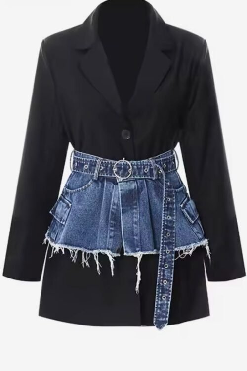 Denim Belted Blazer