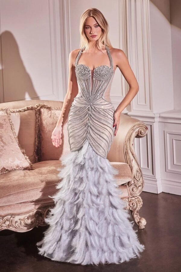 Beaded Feather Gown