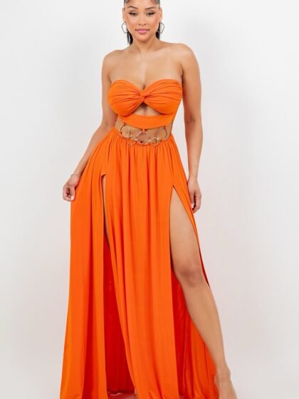 Chain Waist Maxi Dress