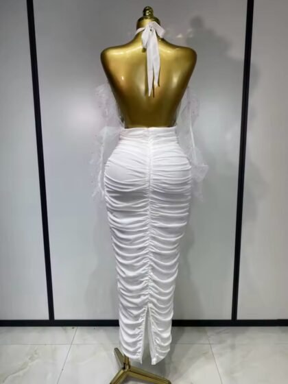 Cut Out Flower Pleated Bodycon