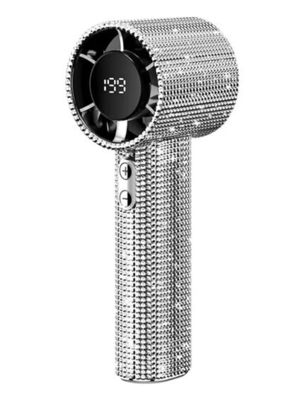 199 Speeds Strong Wind Outdoor Portable Handheld Fan Covered With Diamonds