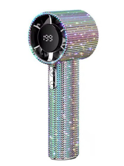 199 Speeds Strong Wind Outdoor Portable Handheld Fan Covered With Diamonds