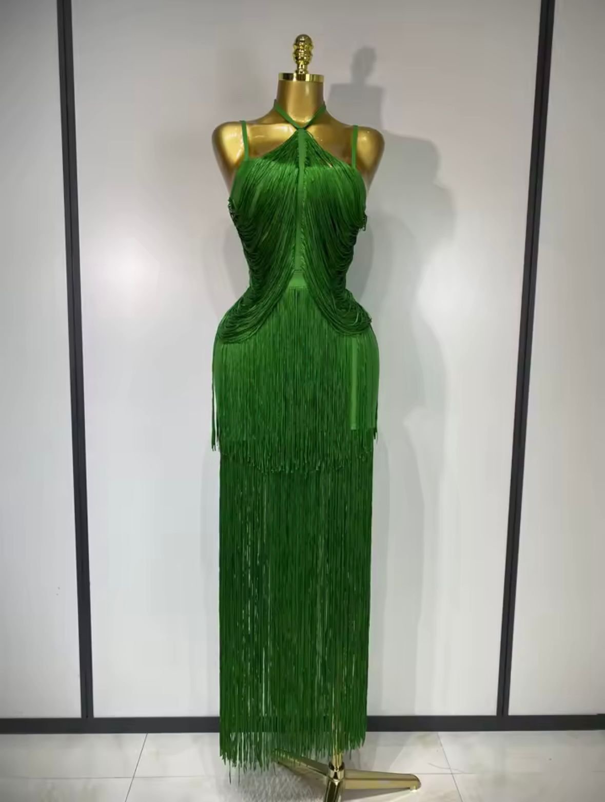 Tassel Green Ankle Bodycon Bandage Dress