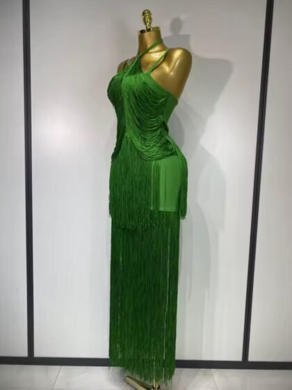 Tassel Green Ankle Bodycon Bandage Dress