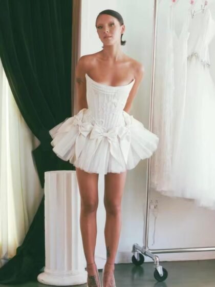 Sleeveless Above Knee Length A Line Tulle