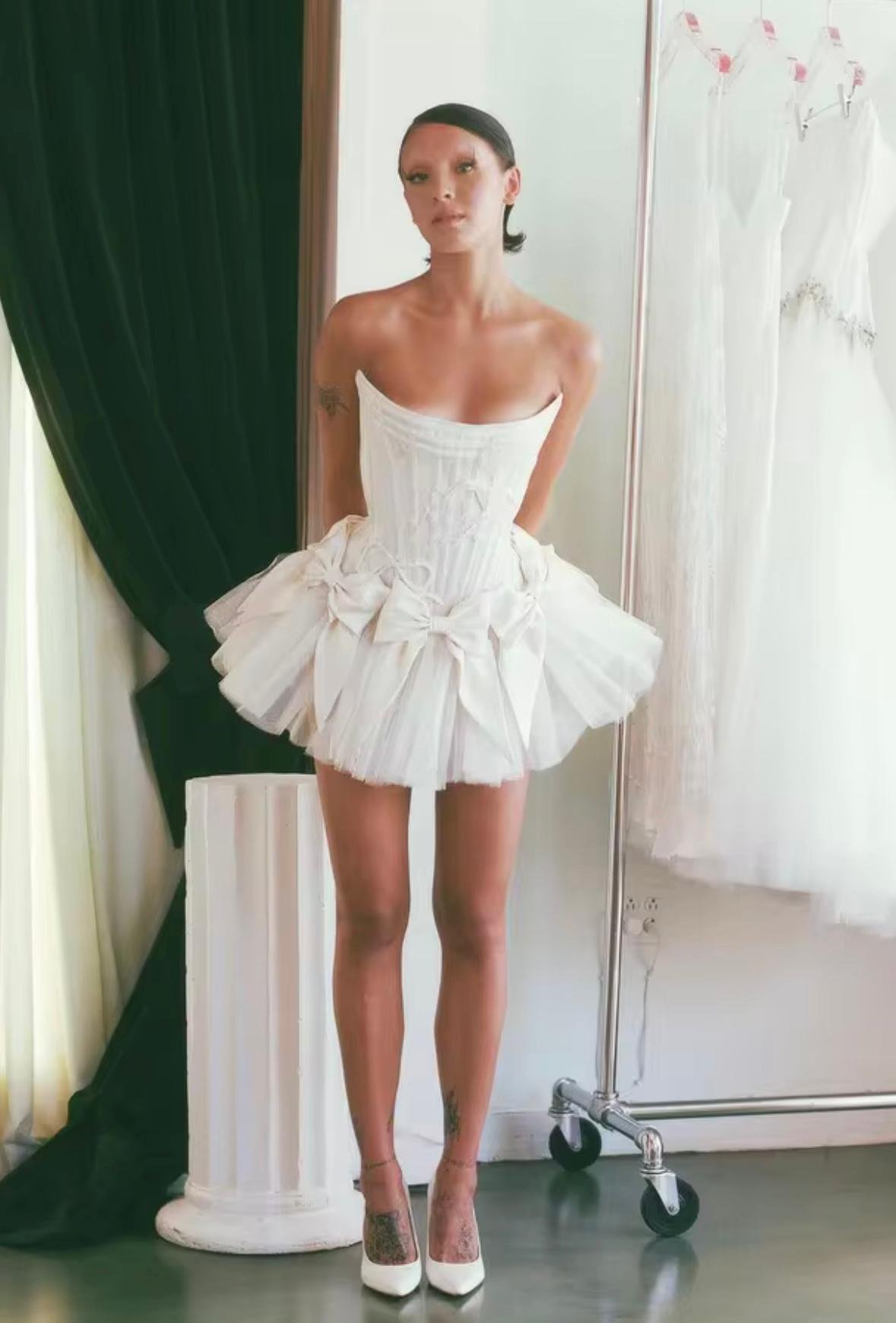 Sleeveless Above Knee Length A Line Tulle