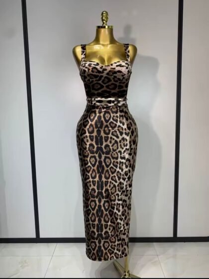 Leopard Print Sleeveless Bodycon Dresses