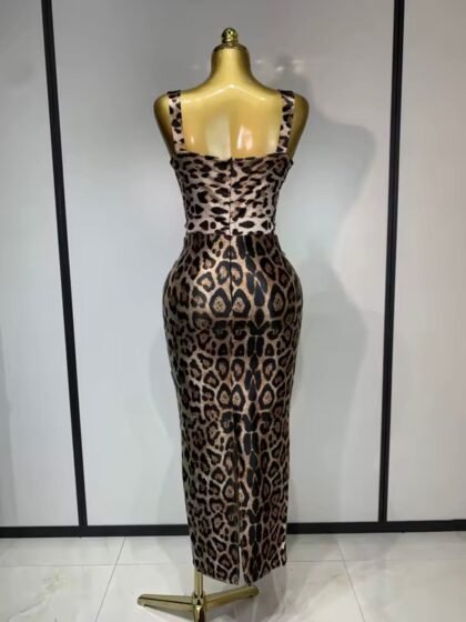 Leopard Print Sleeveless Bodycon Dresses