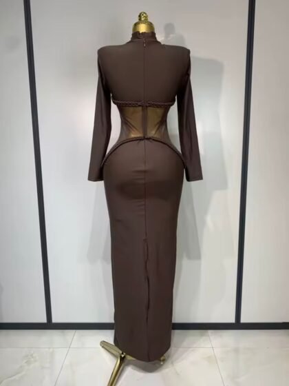 Mesh See Through Brown Bodycon