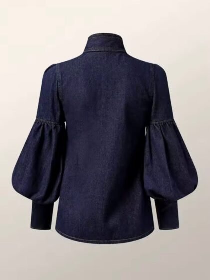 Denim Puff Sleeve Blouse