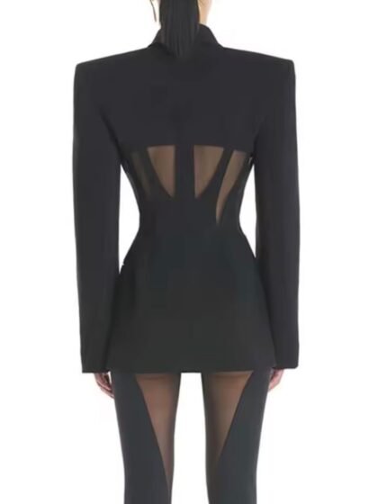 Full Sleeve Hidden Breasted Lace Blazer And Pant Set