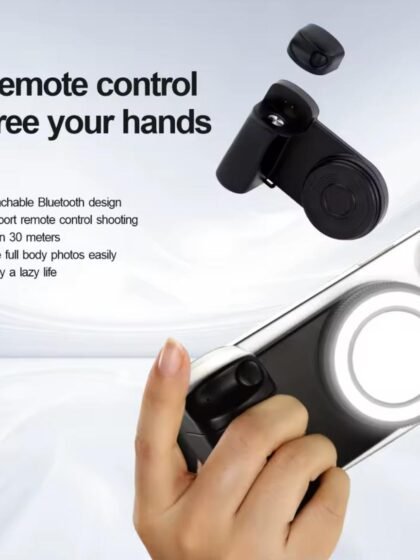 Magnetic Smartphone Handle Grip with Detachable 30M Bluetooth Remote with Fill Light Anti-shake Selfie Handle Photo Bracket