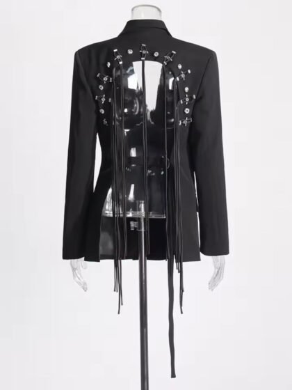 Patchwork Diamonds Backless Blazer