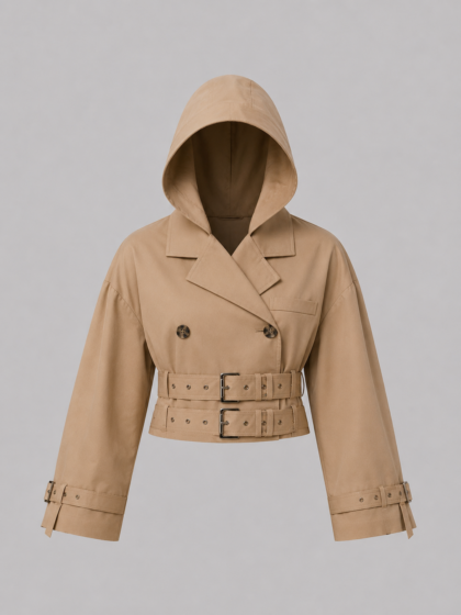 Hooded Crop Trench Jacket