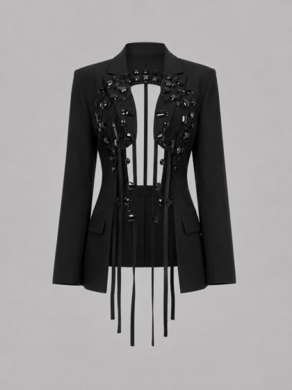Patchwork Diamonds Backless Blazer