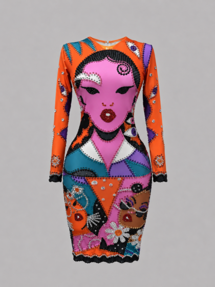 Cartoon Print Mini Dress