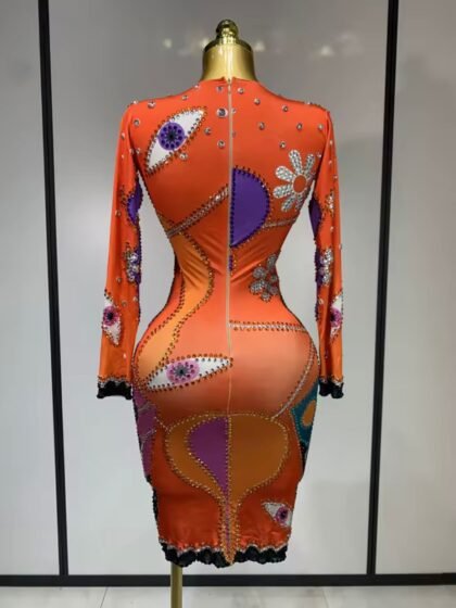 Sexy Long Sleeve Cartoon Print Short Dress