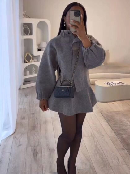 High Neck Jacket Mini Skirt Set