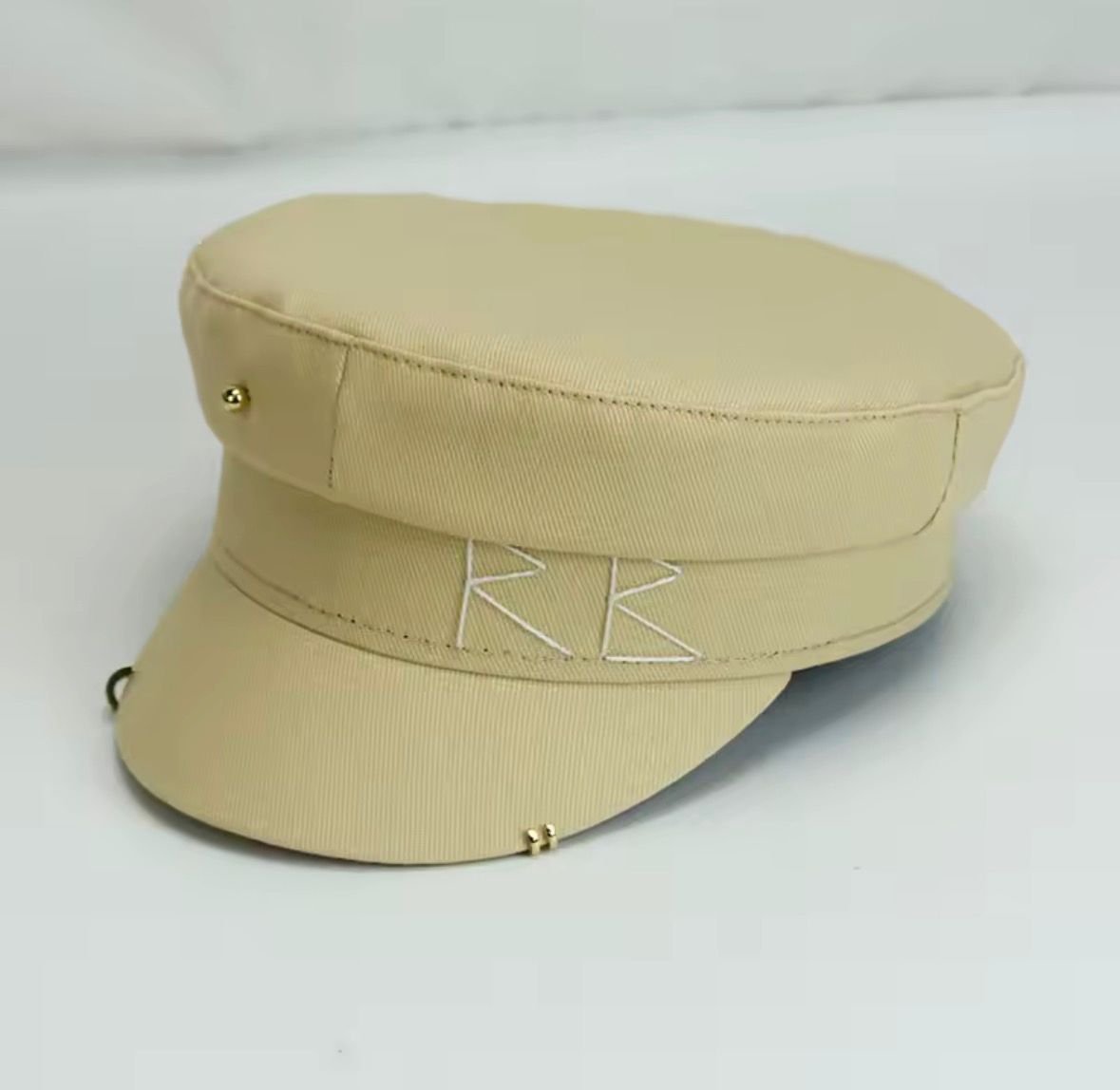 Women Pearls RB Letter Militray Hat