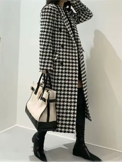 Hounds Tooth Trench Coat