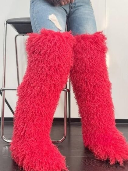 Wool Furry Knee Boots