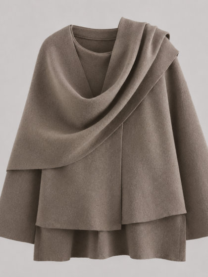 Asymmetric Scarf Coat