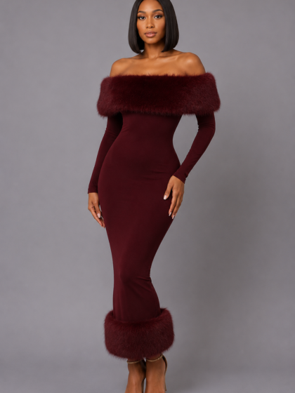 Faux Fur Patchwork Dress