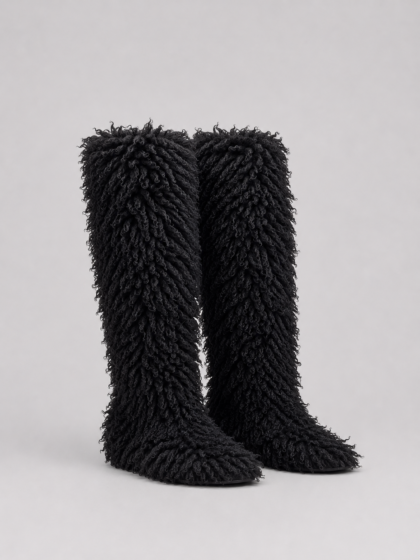 Wool Furry Knee Boots
