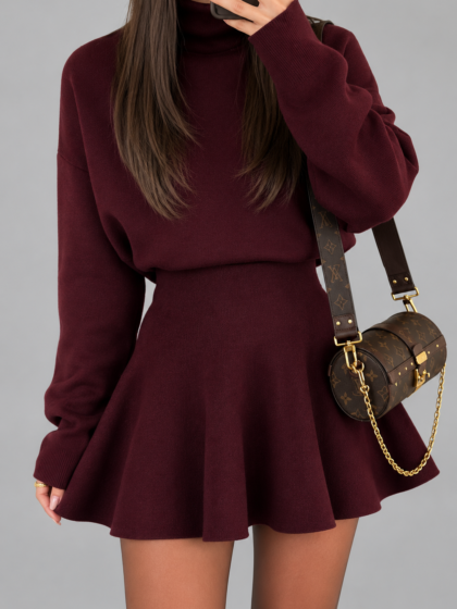 Knit Ruched Skirt Set